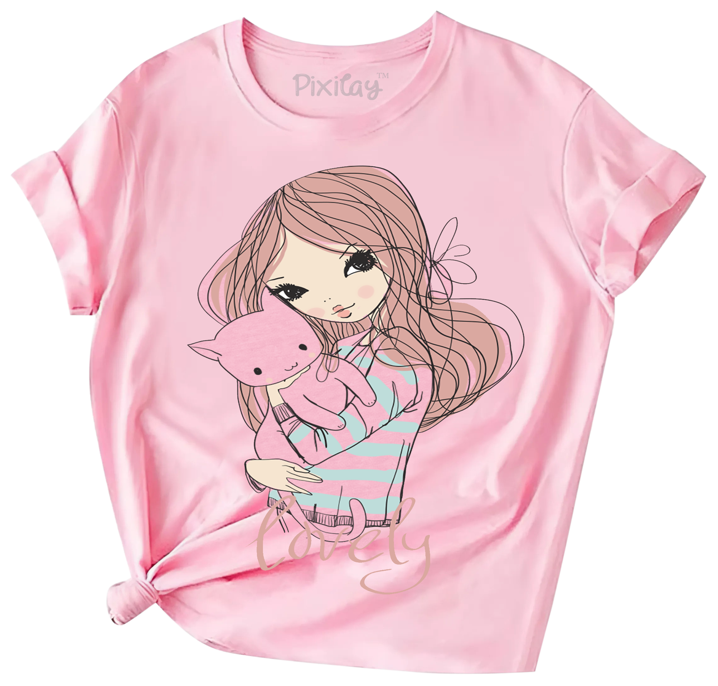 Buy pink Lovely Girls Short Sleeve T-Shirt