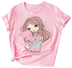 Buy pink Lovely Girls Short Sleeve T-Shirt