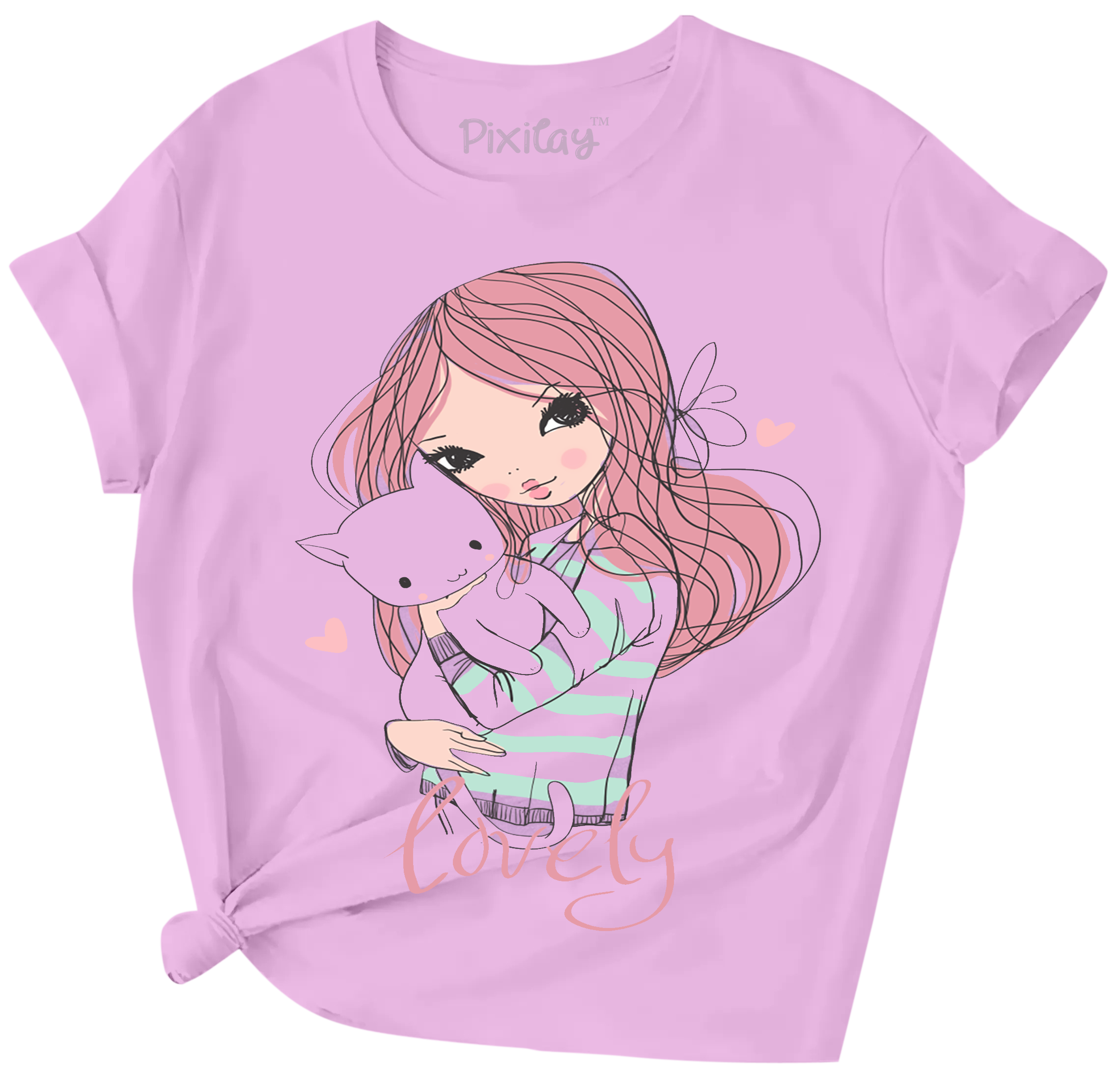 Buy purple Lovely Girls Short Sleeve T-Shirt