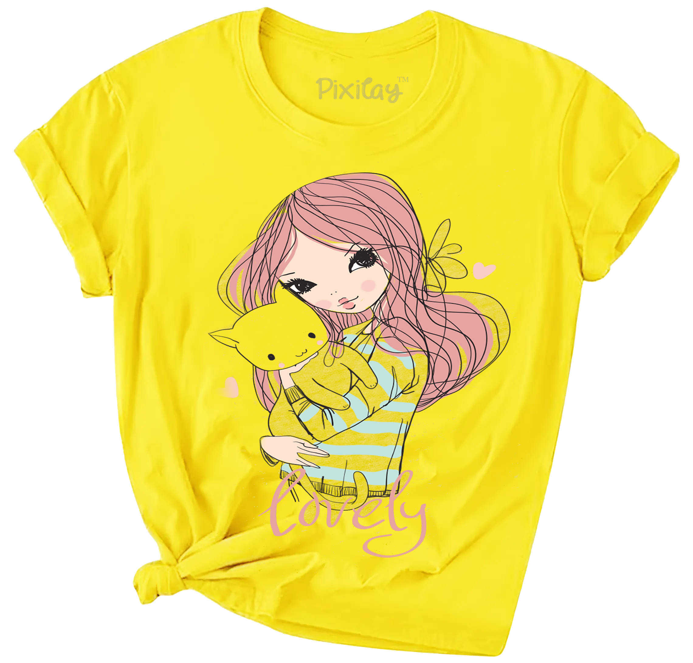 Buy yellow Lovely Girls Short Sleeve T-Shirt
