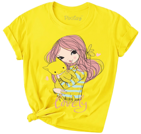 Buy yellow Lovely Girls Short Sleeve T-Shirt