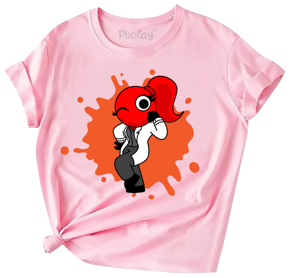 Red Rainbow Friend Girls Short Sleeve T-Shirt