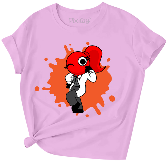 Red Rainbow Friend Girls Short Sleeve T-Shirt