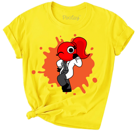 Buy yellow Red Rainbow Friend Girls Short Sleeve T-Shirt