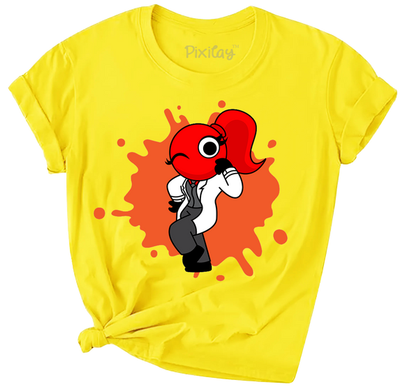 Red Rainbow Friend Girls Short Sleeve T-Shirt