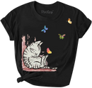 Sleeping Kitty Girls Short Sleeve T-Shirt-2
