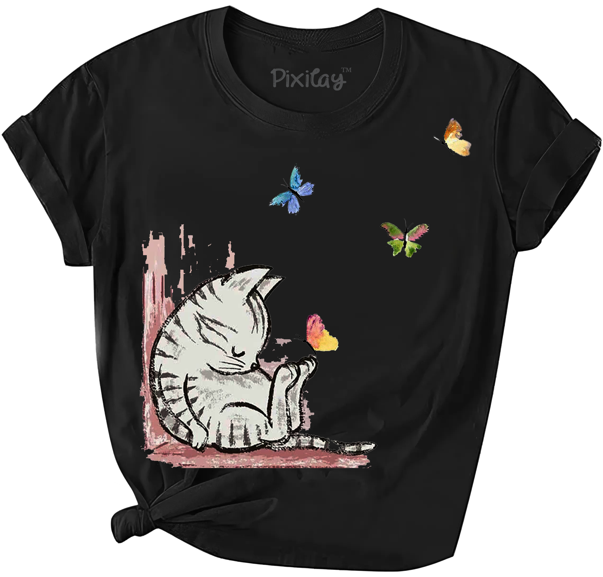 Sleeping Kitty Girls Short Sleeve T-Shirt - 0