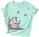 Sleeping Kitty Girls Short Sleeve T-Shirt-5