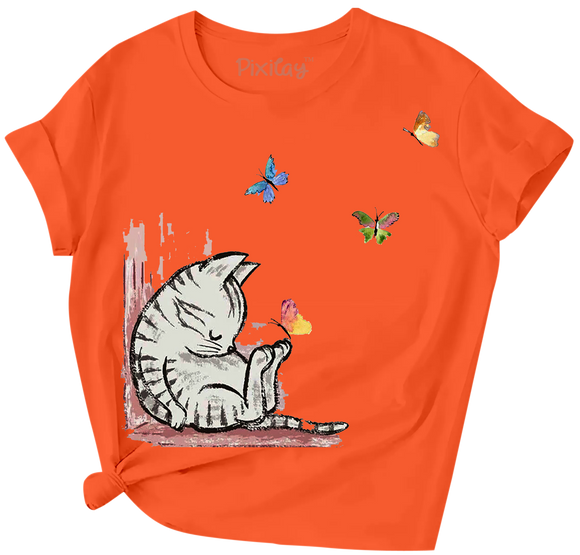 Sleeping Kitty Girls Short Sleeve T-Shirt