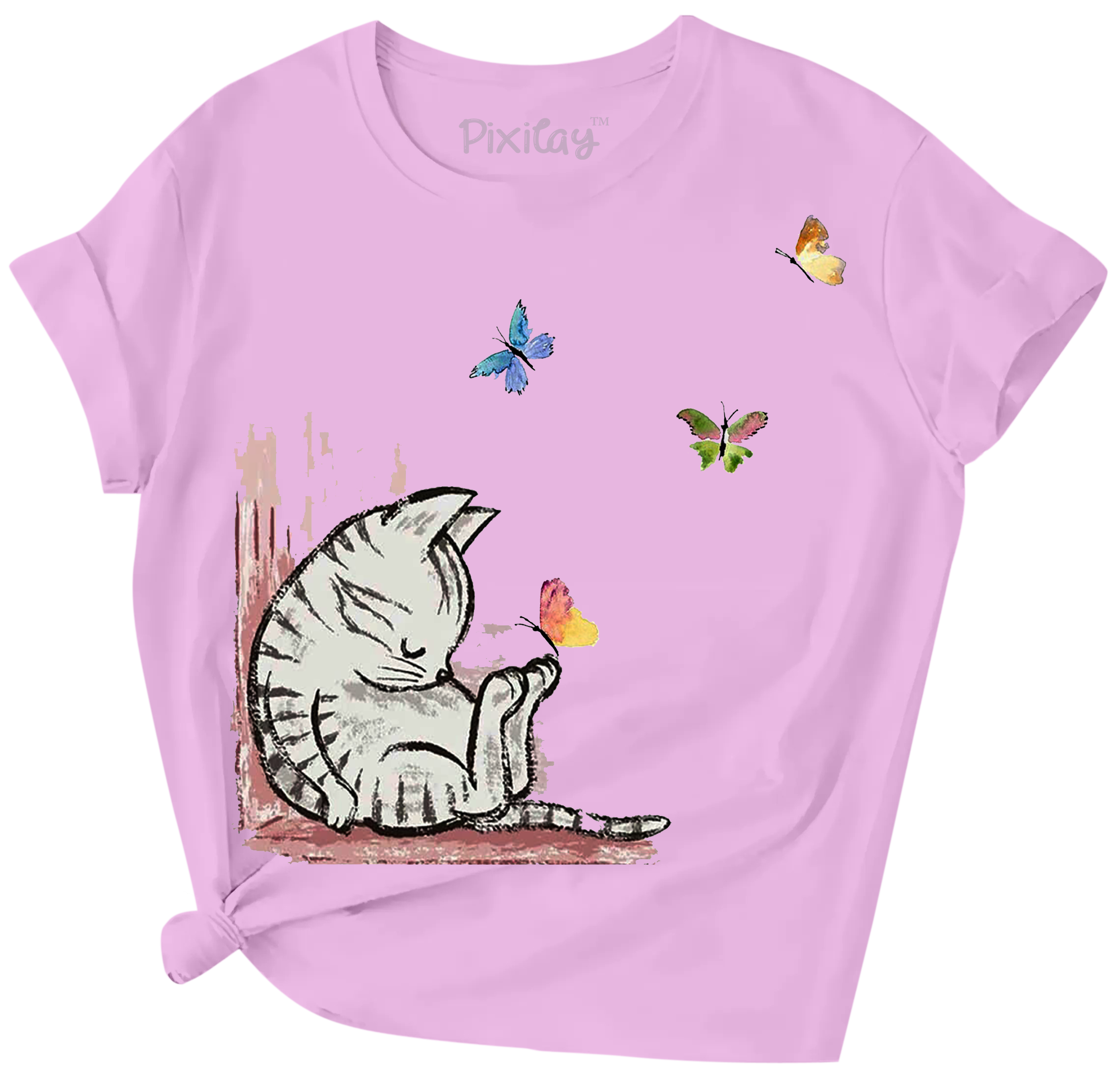 Buy purple Sleeping Kitty Girls Short Sleeve T-Shirt