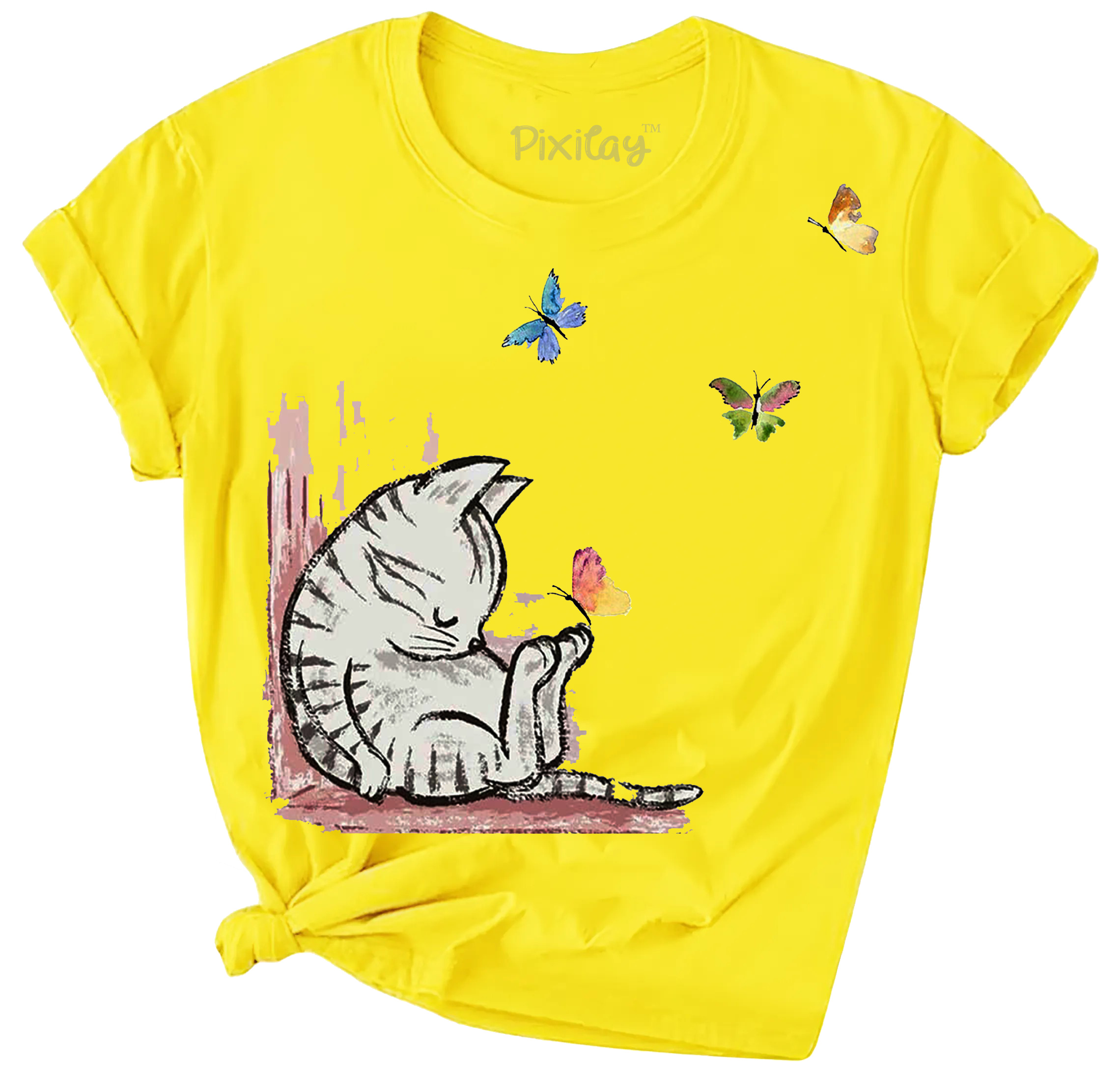 Sleeping Kitty Girls Short Sleeve T-Shirt