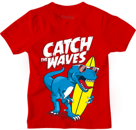 Buy red T-Rex Catch the Waves Graphic Tee