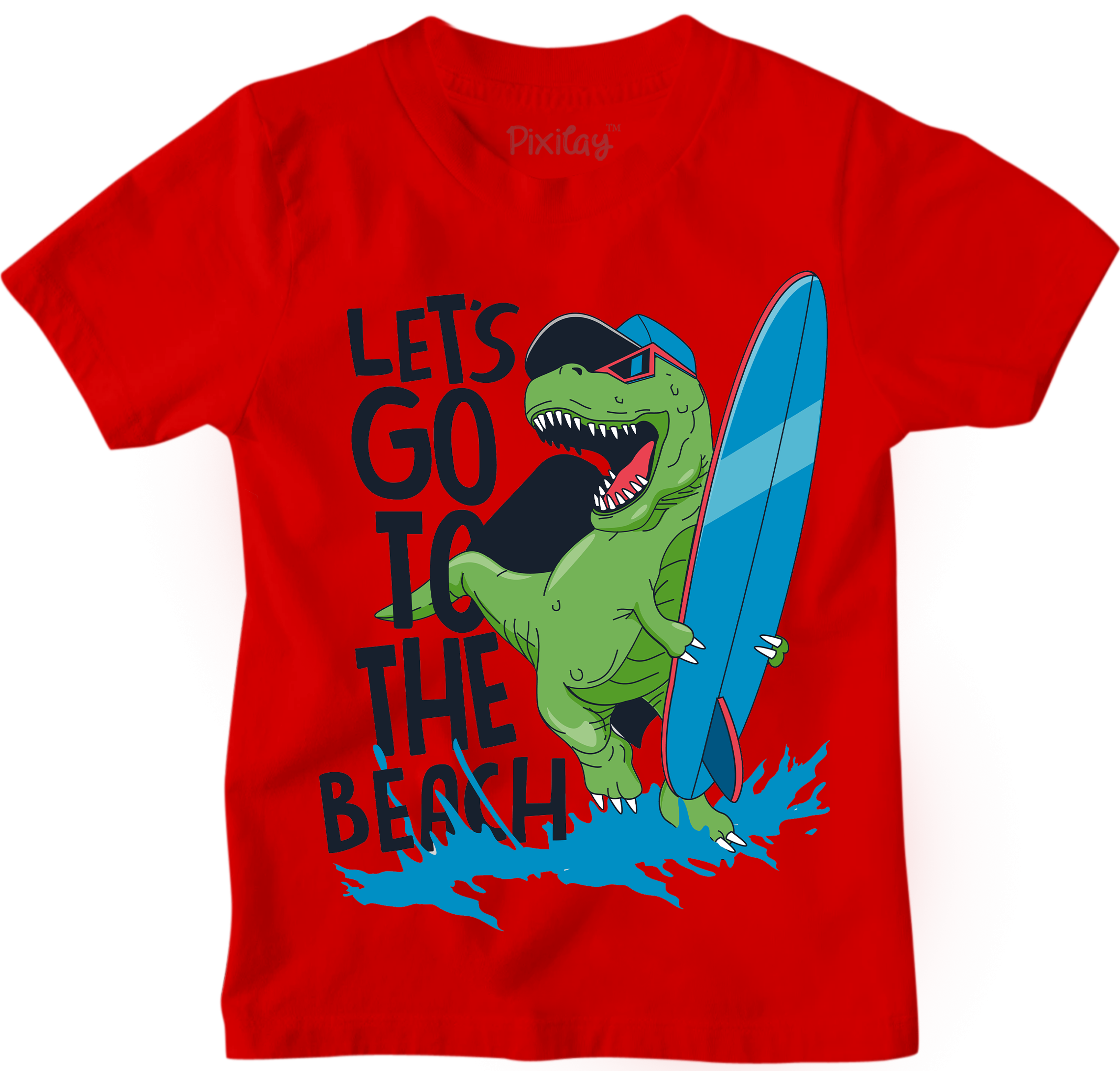 Buy red T-Rex Let&#39;s Go to the Beach Graphic Tee