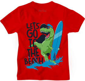 Buy red T-Rex Let&#39;s Go to the Beach Graphic Tee